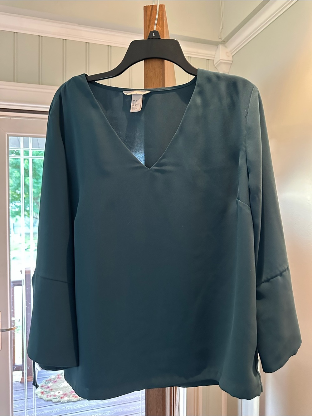 H&M Teal V-Neck Long Sleeve Blouse